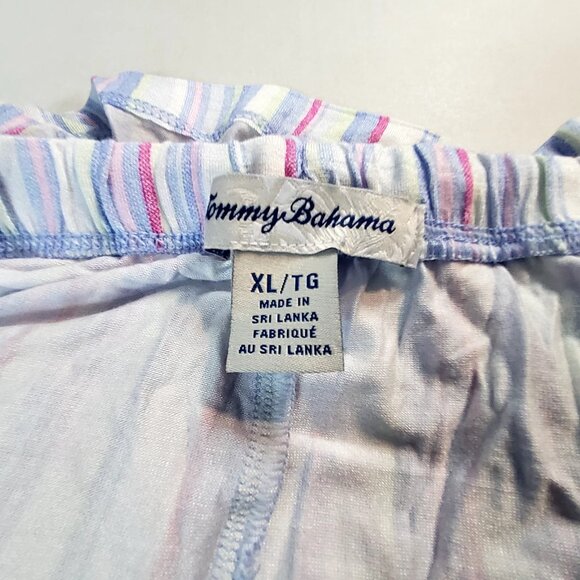 Tommy Bahama Womens Size XL Short Sleeve Cotton Pajama Set Striped Blue/Pink - Picture 13 of 16